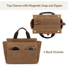 LoDrid Tote Bartender Bag, Genuine Leather Waxed Canvas Portable Carrying Cocktail Shaker Kit Bag with Handle for Travel Home Indoor Outdoor Party (Bag Only)(Patent Design)