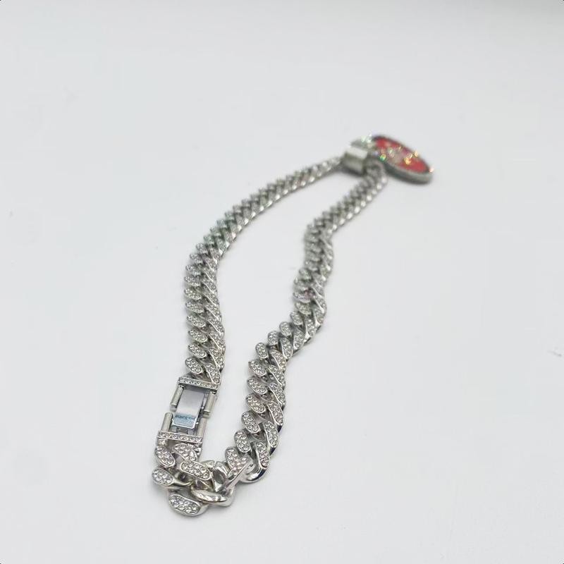 (S F) Oil Drip Pendant Necklace Cuban Chain Choke Chain