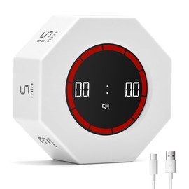 Exlliy Visual Countdown Timer 1,3,5,15,30,60,90 Minutes Preset, Desk Productivity Cube w/Gravity Sensor for ADHD, Mute Functions, Ideal for Work, Study, Kitchen, Back to School (1, White)