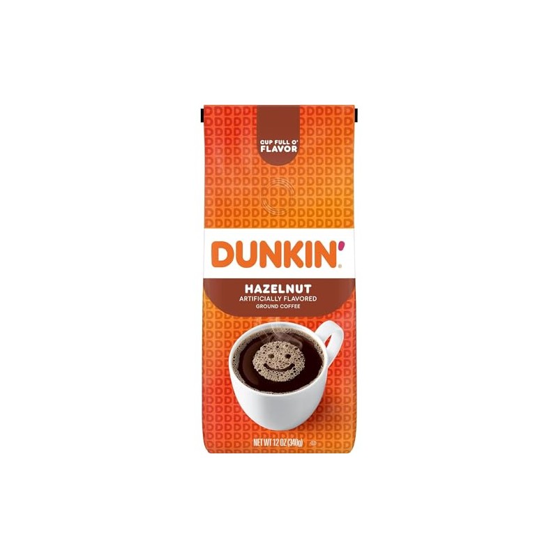 Dunkin' Donuts Medium Roast Ground Coffee, Hazelnut (Pack of 4)