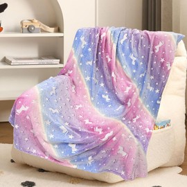 Bibykivn Unicorn Blanket Cuddly Blanket - Blanket Unicorn Glows in the Dark, Fluffy Children's Blankets, Sofa Blanket for 1-10 Year Olds Girls and Boys, Soft Blanket for Gift (Unicorn 3, 150 x 200 cm)