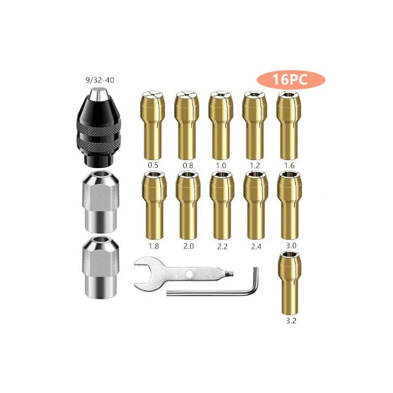 Bkemkri 16 Piece Drill Chuck Adapter Set, Collet Set for