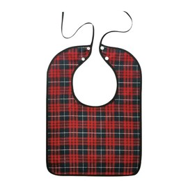 HugeDE Adult Dining Bib Elderly Eating Bib Seniors Clothing Protectors Unisex Waterproof Bibs Patient Feeding Bibs for Women Men Red