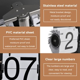 HERCHR Flip Desk Clock, Retro Digital Flip-Down Clock, Retro Minimalist Single Foot Mechanical Car Flip Clock, Table Clock with Digital Display for the Living Room at Home (White)