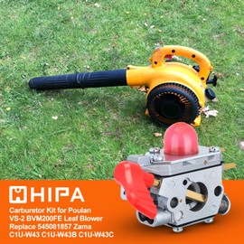 Hipa 545081857 Carburetor Kit for Poulan BVM200FE Carb Craftsman 25CC Leaf Blower Parts Replace Zama C1U-W43 C1U-W43B C1U-W43C with Air Filter Fuel Line Primer Bulb
