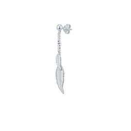 Vanbelle Rhodium Plated 925 Sterling Silver Dangling Faux-Feather Drop Earrings for Women Light weight and Handcrafted, Sterling Silver