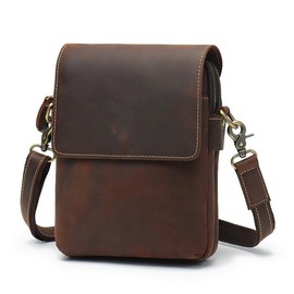 NICE SELECTION Mini Shoulder Bag, Sacoche Smartphone Shoulder Bag, Men's, Genuine Leather, Plain, Small, Thin, Compact, Simple, 2-Way, 3-Way, dark brown