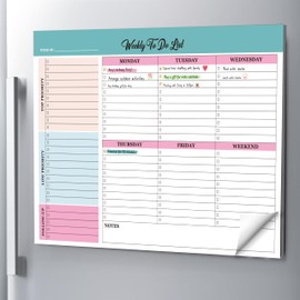 LIMBJEY Weekly Planner Notepad To Do List Pad, Undated Weekly Planner Notebook 52 Tear off Sheets─To Do List Notebook for Study Work.Fridge and Desk Use