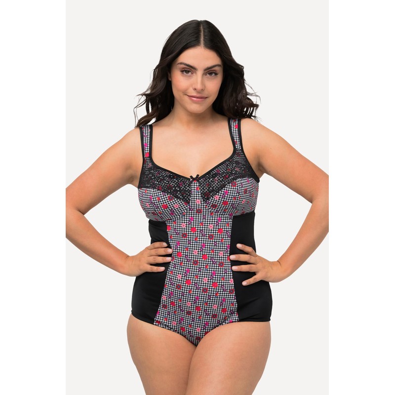 Ulla Popken Ladies Plus Size Plus Size Shaping Bodysuit Houndstooth