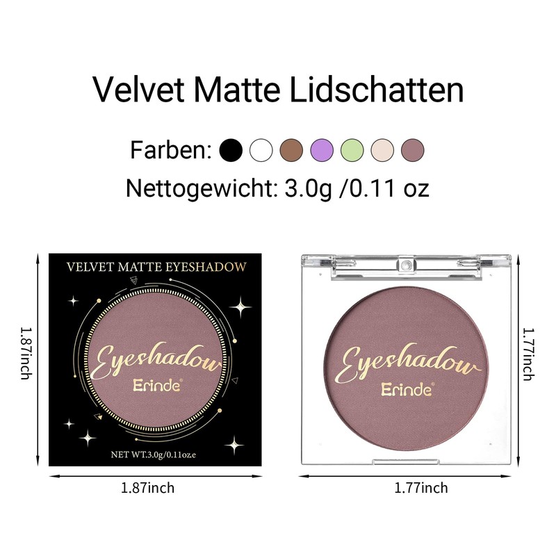 Erinde Single Ash Brown Eyeshadow Palette, Matte Eyeshadow Palette, Waterproof