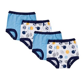 Gerber Baby Boys' Infant Toddler 4 Pack Potty Training Pants Underwear, Blue Sport, 2T
