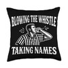 Blowing The Whistle Taking Names Funny Referee Throw Pillow