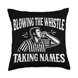 Blowing The Whistle Taking Names Funny Referee Throw Pillow