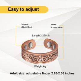 EnerMagiX Copper Rings for Women, Copper Rings, 99% Pure Copper Retro 2PCS Set Magnetic Therapy Ring,Fashion Copper Jewelry (0915-2PCS)