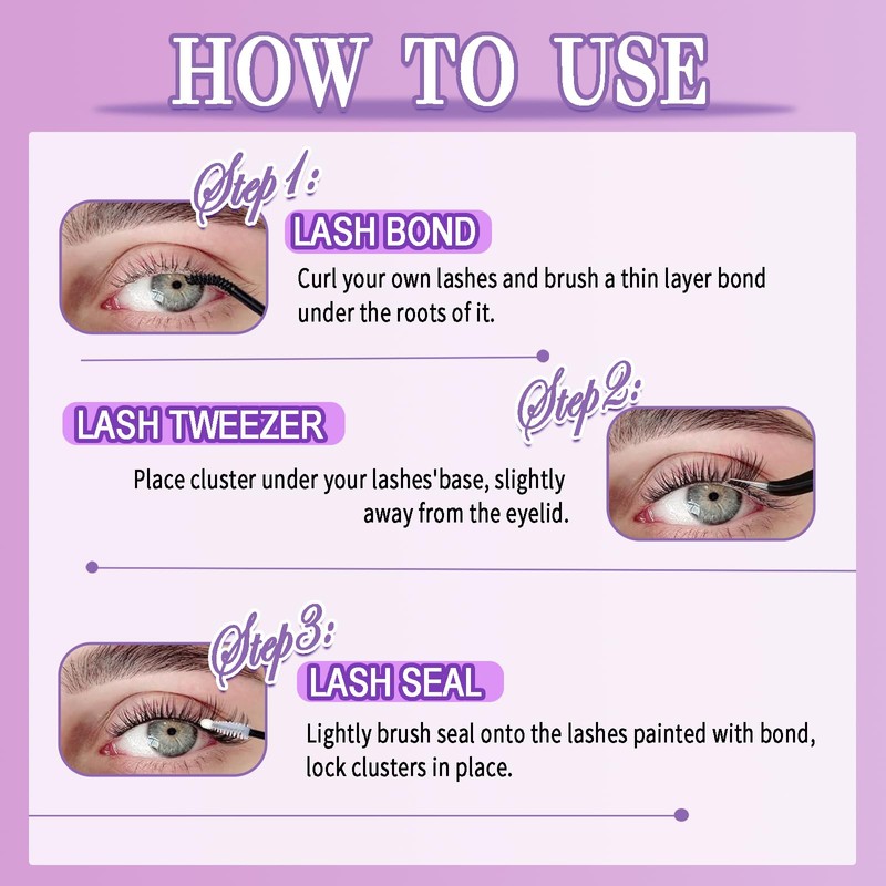 FOINEMYED Lash Clusters 100D Thick Lash Clusters 12-22mm Long Volume