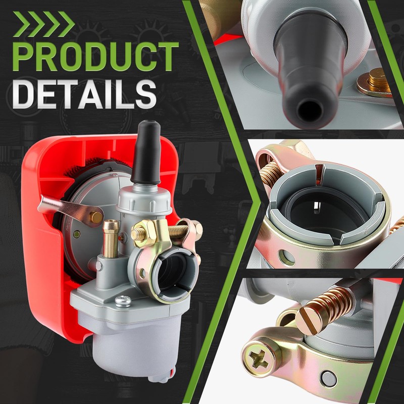 CARBBIA Red Motorized Bike Carburetor for 2 Stroke 49cc 50cc
