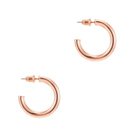 PAVOI 14K Gold Plated Hoop Earrings For Women | 3.5mm Thick Infinity Gold Hoops Women Earrings | Gold Plated Loop Earrings For Women | Lightweight Hoop Earrings Set, 30MM, Vermeil - Rose, No Gemstone