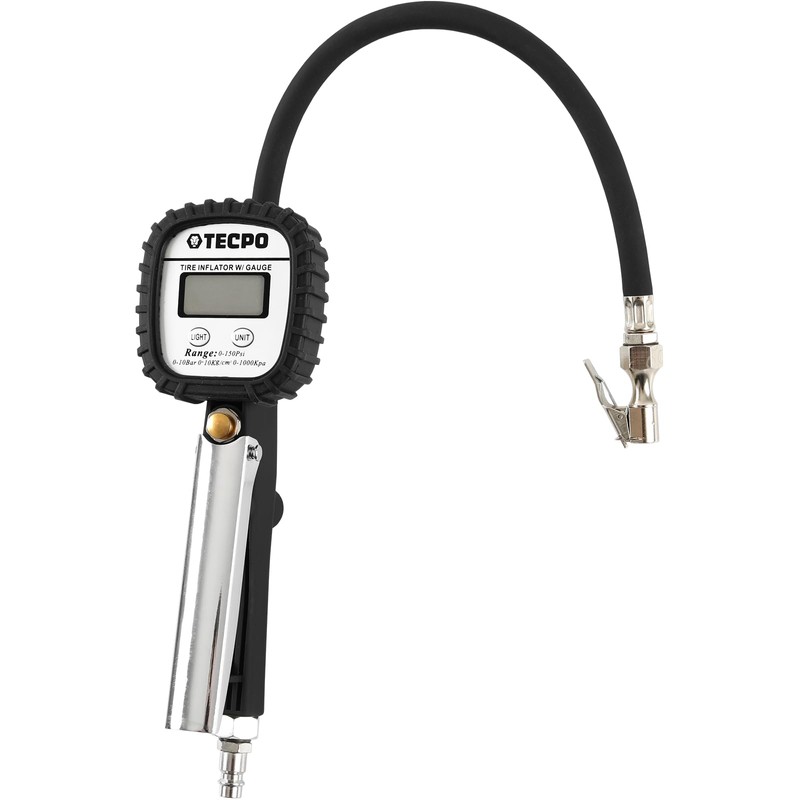TECPO Digital Compressed Air Tyre Inflator Gauge 0-10 Bar Tyre