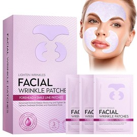 Forehead Wrinkle Patches,Smile Line Patches to Smooth Soften Forehead Horizontal & Eleven Lines - For Overnight Use(3 forehead stickers + 6 smile lines stickers)