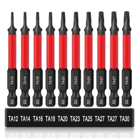 CYLBAQ Impact Triangle Head Screwdriver Bits, 10pcs 65mm S2 Steel Triangle Screwdriver Bit Set, Magnetic 1/4 Hex Shank Triangular Tip Security Screw Driver Bit TA12/14/16/18/20/23/25/27/30
