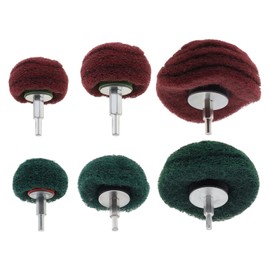 ChgImposs 6 Pcs Scouring Pads Non Woven Abrasive Drill Cleaning Sets, Sanding Mop Power Scrubber Cleaning Kits,Green and Red 1/4”Shank