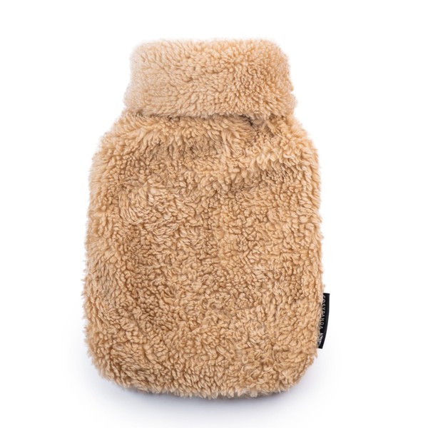 Soft Teddy Cover and 2 Litre Natural Rubber Hot Water Bottle Made in the UK