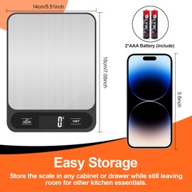 Kitchen Scales,10kg/1g Digital Food Scale Coffee Scale Weight Grams and Ouncesfor Baking, Cooking, and Meal Prep, 6 Units with Tare Function, LCD Display, Easy Clean Stainless Steel Kitchen Scale