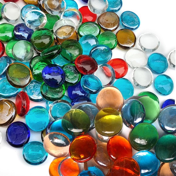 12 oz Flat Glass Pebbles for Vases, Glass Beads, Small