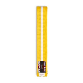 Playwell Martial Arts Cotton Striped Coloured Grading Belt - Yellow Belt With White Stripe (300cm)