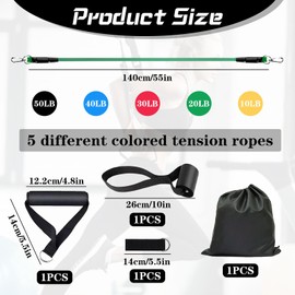 KUBDPQOR Workout Equipment & Shower Splash Guard – 11-pc, 150lb Resistance Bands for Exercise, Tub Topper and Elastique Entrainement, Versatile Exercise Bands for Home Gym