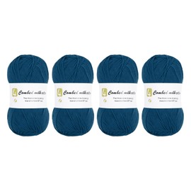 Rebower Cotton Yarn, 60% Cotton, 40% Acrylic Soft Knitting Yarn [for Hand DIY Bag Cushion Crocheting Knitting ] -4 Packages of 100g/3.52oz(Per Skein 100g/361yards)/Navy