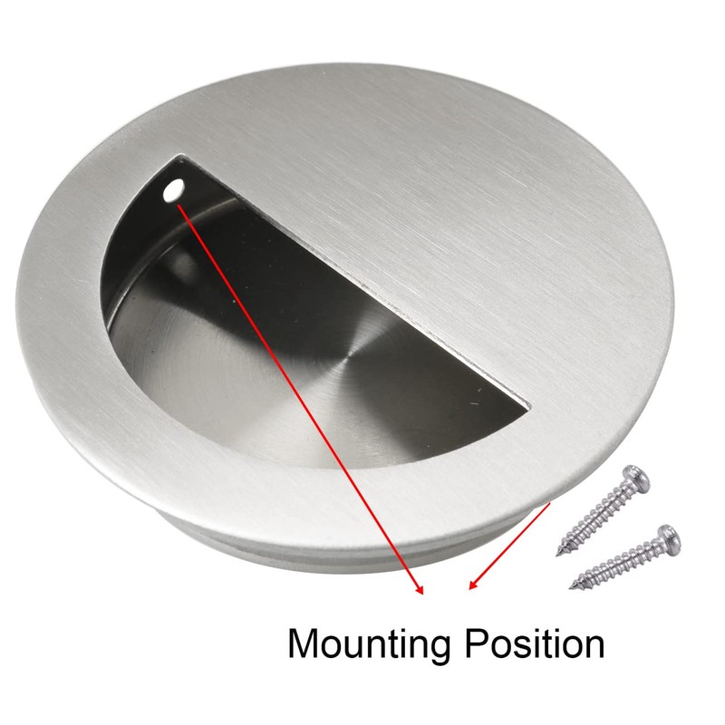FMHXG 2pcs Recessed Embedded Door Handle 70mm Stainless Steel Round