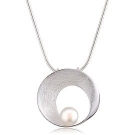 Vinani Freshwater Cultured Pearl in Shell Pendant with Snake Chain 925 Sterling Silver Italy AGP S 0