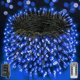 BrightChristmas 500 LED 164 FT Christmas Lights, Waterproof Outdoor String Lights with Remote and Timer, Christmas Tree Lights with 8 Modes Dimmable, Fairy Lights for Holiday Decor (Blue)
