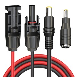 Cleqee 16AWG 1.9m Solar Panel to 8mm Adapter Cable DC8mm Connector with DC5.5x2.5mm Converter DC7909 Converter with DC5525 Portable Backup for Solar Generator