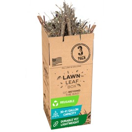 Lawn Leaf Box 30 Gallon Self-Standing Reusable Yard Waste Bags & Leaf Collector Tall Garden Waste Box for Grass & Debris 3 Pack U.S. Patent Woman Owned Made in USA