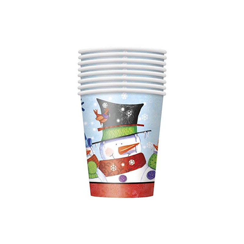 Unique Party 47626 - 9oz Snowman Buddies Christmas Paper Cups,