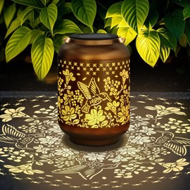 Solar Lanterns Outdoor Waterproof, Hummingbird Lanterns for Garden Decor, Mothers Day Gifts for Women Mom Grandma, Metal Solar Landscape Lights Decoration Outside for Yard, Patio, Pathway, Walkway