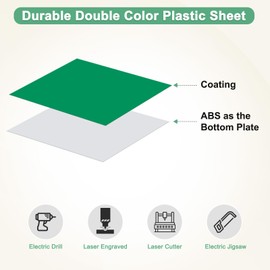 M METERXITY 12-Pack Double Color Laser Engraving Blanks 7x11 Inch,1.3mm Thick ABS Plastic Sheet Engraved Material for Name Plate/Yard Signs/Laser Cutting/DIY Carving/Craft[Light Green/White]