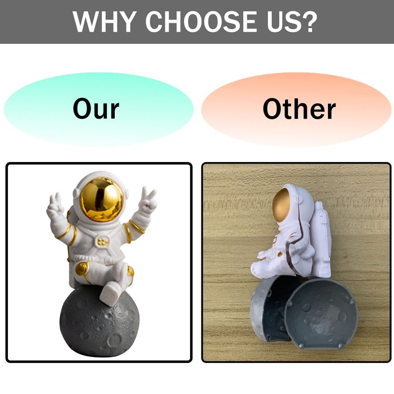 WINUSD Gold Astronaut Statue Decor Astronaut Figures for Room Office
