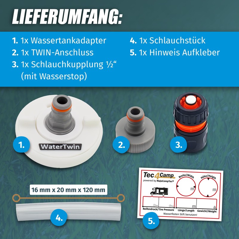 MaJoCompTec® Watertwin Fuel Cap with Water Connection | Water Tank