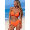 Beachsissi Women's Plain Twisted Side Drawstring Bikini Set, orange