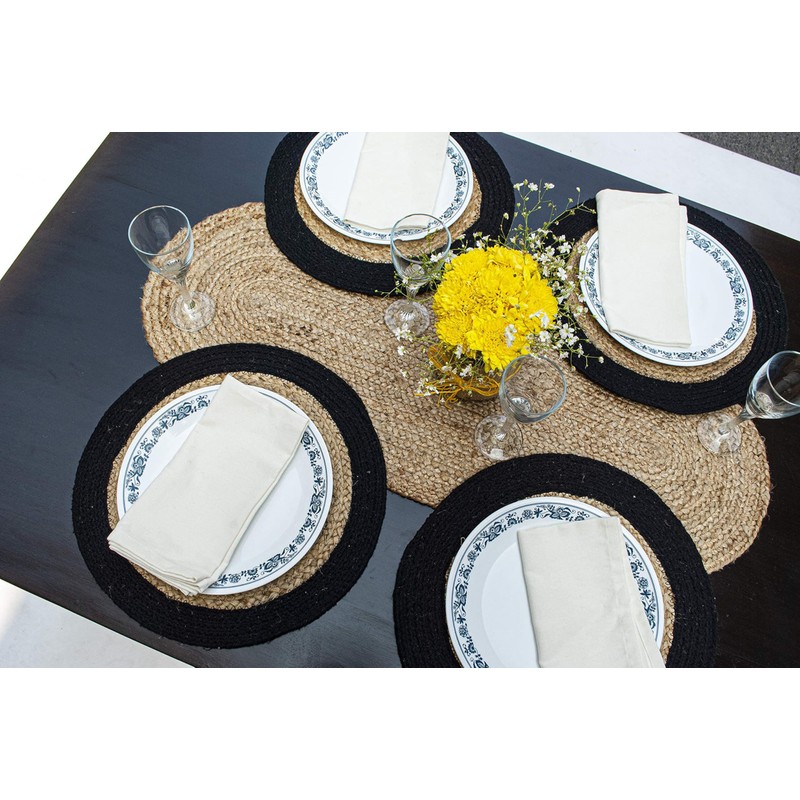 Chardin home Jute Braided Oval Table Runner | Boho Table