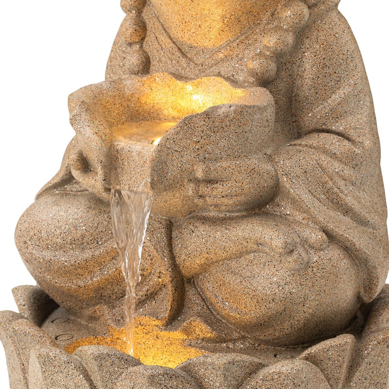 Glitzhome 2-Tiered Zen-Style Frog Polyresin Outdoor Fountain with Pump and