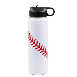 22 oz Baseball Water Bottle, Flask Sports Metal Thermos Travel Tumbler with 2 Lids, Stainless Steel Double Wall Vacuum Insulated Leakproof Water Bottles, Baseball Accessories Gifts for Boys Girls