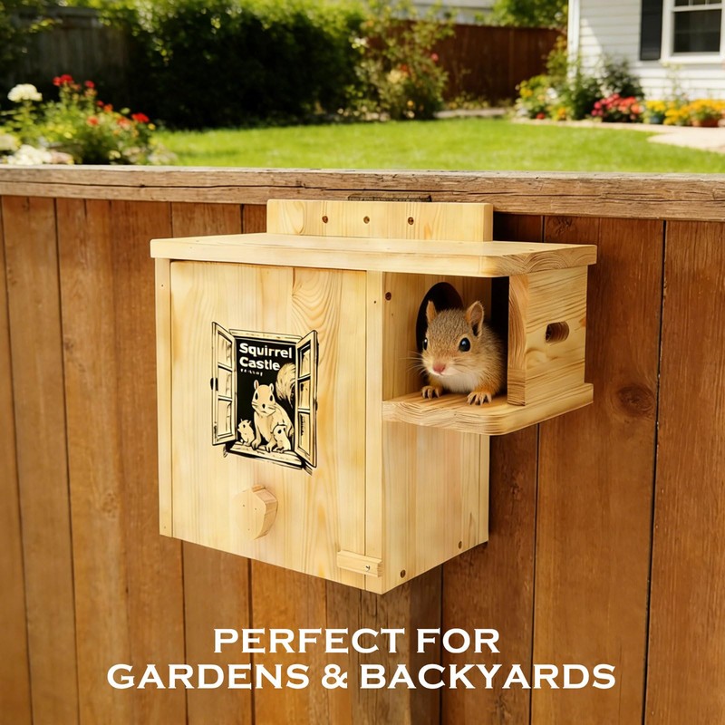 Firmlly Extra Large Outdoor Squirrel House, Wooden Nesting Box