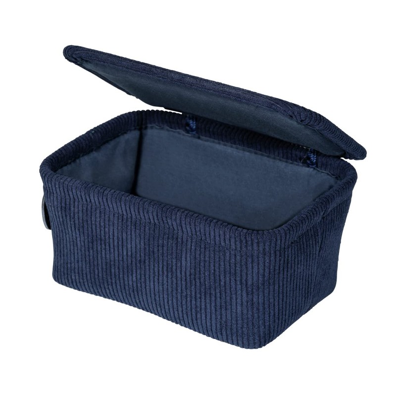 WENKO Anela Bathroom Basket with Lid Dark Blue