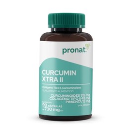PRONAT | Curcumin Xtra II, Suplemento Alimenticio, con Colágeno Tipo II, y Curcuminoides y Pimienta, 90 Cápsulas de 730 mg