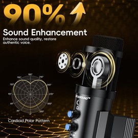 Dejasound Upgraded Studio Recording Microphone with Isolation Shield & Pop Filter - Condenser Mic for Podcasting, Singing, Home Studio - Improved Sound for PC, Laptop, Smartphone