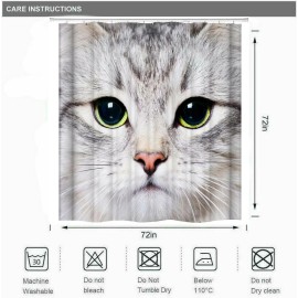Unbranded Funny-Cat with Big Face Bathroom Shower Curtain Fabric Polyester Bath Curtains